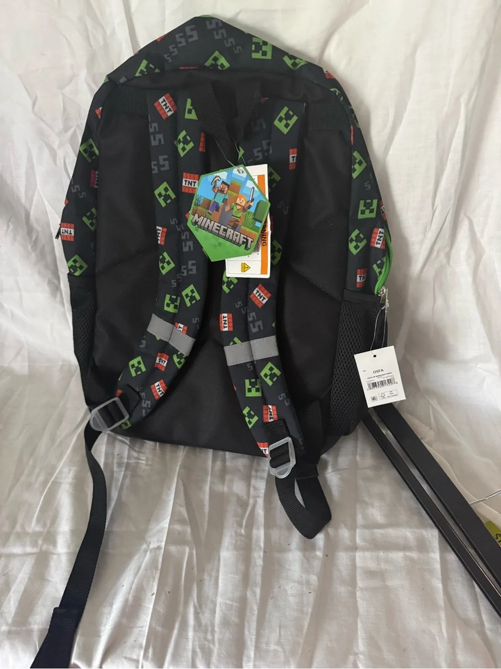Minecraft Kids Creeper Black & Green Backpack with Flashing Lights